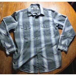 Lucky Brand Dungarees Men's Plaid Cotton Button Down Shirt Blue Green  XL Y2K